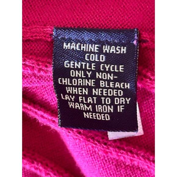 Chaps Hot Pink Ribbed Cardigan Sweater – Size M, Gold Crest Buttons - Picture 5 of 5